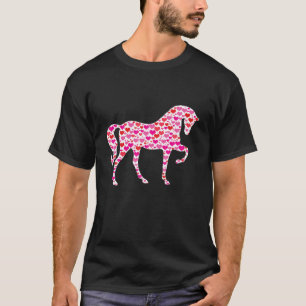 Cute Hearts Horse Funny Animals Lover Valentijnse T-shirt