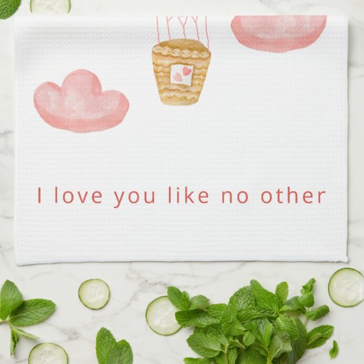 Cute Hearts Hot Air Ballon Valentijns Theedoek (Gevouwen)