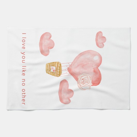 Cute Hearts Hot Air Ballon Valentijns Theedoek (Horizontaal)