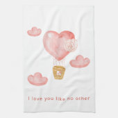 Cute Hearts Hot Air Ballon Valentijns Theedoek (Verticaal)