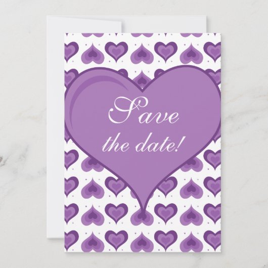 Cute Hearts Huwelijk Bewaar de Datum Kaart paars (Voorkant)