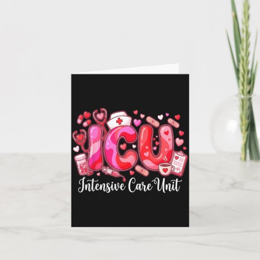 Cute Hearts Icu Valentine Nurse Valentines Day Shi Kaart (Voorkant)