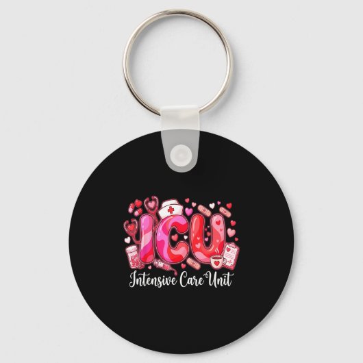 Cute Hearts Icu Valentine Nurse Valentines Day Shi Sleutelhanger (Voorkant)