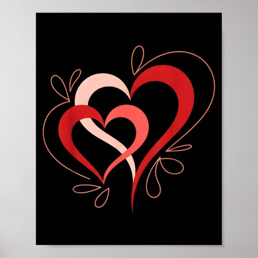 Cute Hearts In Love Couples Valentine Day Pajamas  Poster (Voorkant)