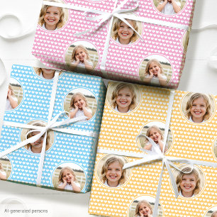 Cute Hearts Kids Verjaardag Foto 3 Set Kleurrijk Inpakpapier Vel