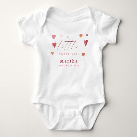 Cute Hearts Little Sweetheart Pasgeboren Meisje Romper (Voorkant)