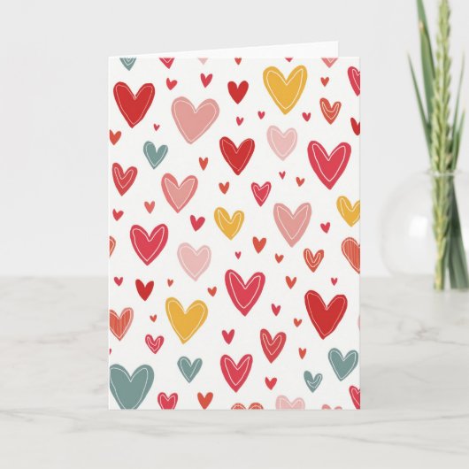 Cute Hearts Love Greeting Card Kaart (Voorkant)