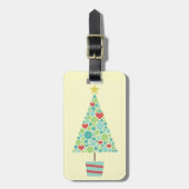 Cute hearts pastel moderne kerstboom bagagelabel (Voorkant verticaal)