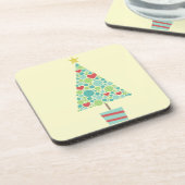 Cute hearts pastel moderne kerstboom bier onderzetter (Linkerzijde)