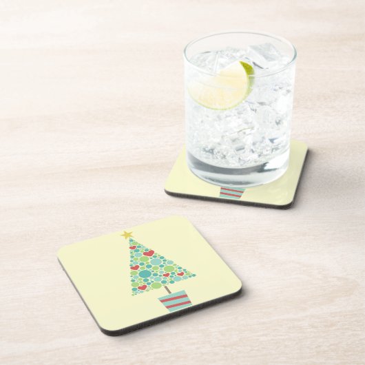 Cute hearts pastel moderne kerstboom bier onderzetter (Rechterzijde)