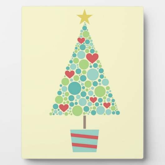 Cute hearts pastel moderne kerstboom fotoplaat (Voorkant)