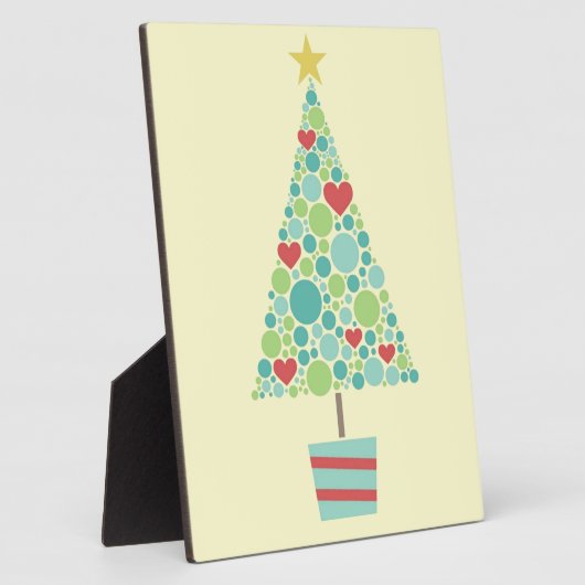 Cute hearts pastel moderne kerstboom fotoplaat (Zijkant)