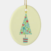 Cute hearts pastel moderne kerstboom keramisch ornament (Rechts)