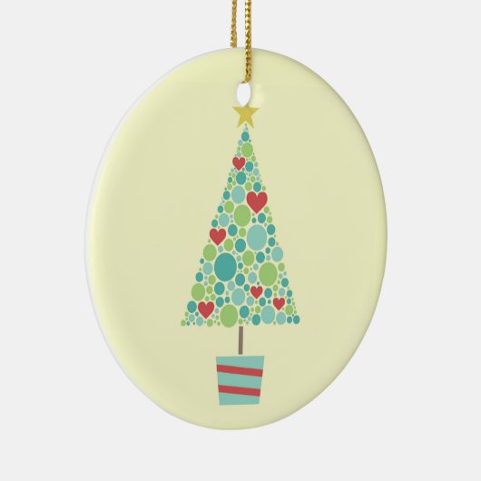 Cute hearts pastel moderne kerstboom keramisch ornament (Rechts)