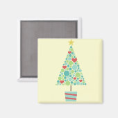 Cute hearts pastel moderne kerstboom magneet (Voorkant / Achterkant)