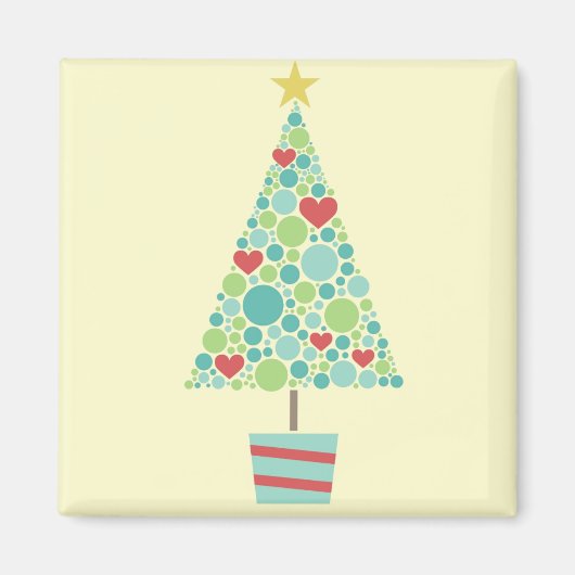 Cute hearts pastel moderne kerstboom magneet (Voorkant)