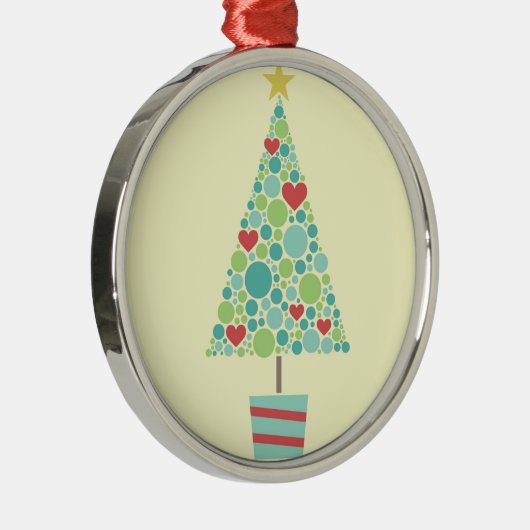 Cute hearts pastel moderne kerstboom metalen ornament (Rechts)
