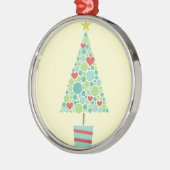 Cute hearts pastel moderne kerstboom metalen ornament (Links)