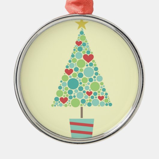 Cute hearts pastel moderne kerstboom metalen ornament (Voorkant)