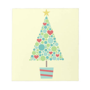 Cute hearts pastel moderne kerstboom notitieblok