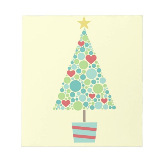 Cute hearts pastel moderne kerstboom notitieblok (Voorkant)