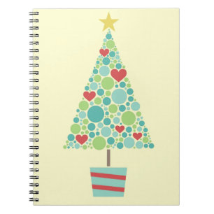 Cute hearts pastel moderne kerstboom notitieboek