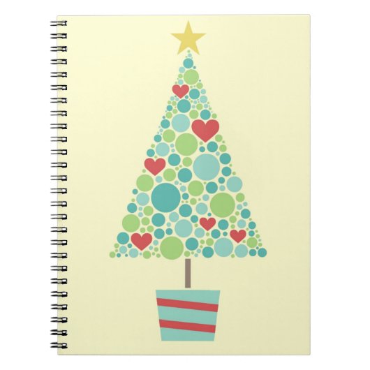 Cute hearts pastel moderne kerstboom notitieboek (Voorkant)