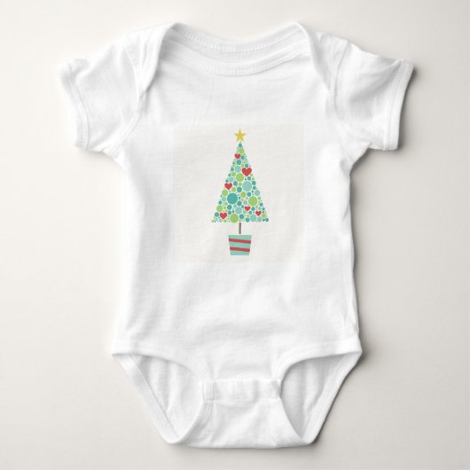 Cute hearts pastel moderne kerstboom romper (Voorkant)