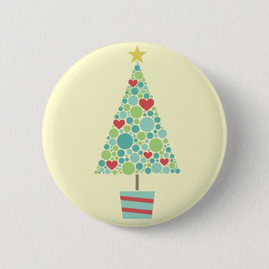 Cute hearts pastel moderne kerstboom ronde button 5,7 cm (Voorkant)