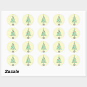Cute hearts pastel moderne kerstboom ronde sticker (Vel)