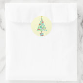Cute hearts pastel moderne kerstboom ronde sticker (Tas)