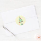 Cute hearts pastel moderne kerstboom ronde sticker (Envelop)