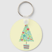 Cute hearts pastel moderne kerstboom sleutelhanger (Voorkant)