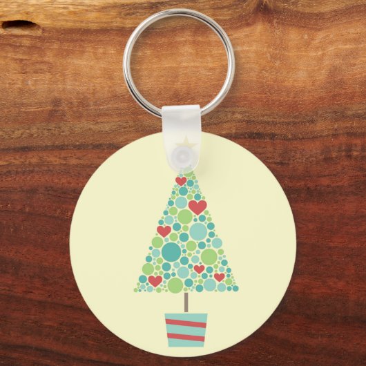 Cute hearts pastel moderne kerstboom sleutelhanger (Voorkant)