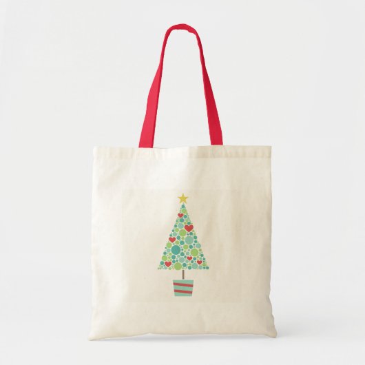 Cute hearts pastel moderne kerstboom tote bag (Voorkant)