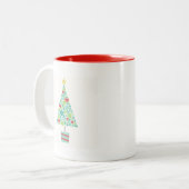 Cute hearts pastel moderne kerstboom tweekleurige koffiemok (Voorkant links)