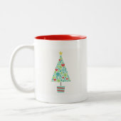 Cute hearts pastel moderne kerstboom tweekleurige koffiemok (Links)