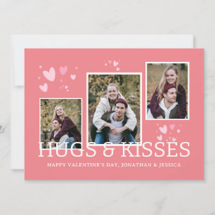 Cute Hearts Patroon 3 Foto Gelukkig Valentijnsdag Feestdagenkaart