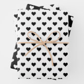 Cute Hearts Pattern Black and White Inpakpapier Vel (In situ)