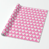 Cute Hearts Pattern Hot Roze Valentijnsdag Cadeaupapier (Uitgerold)