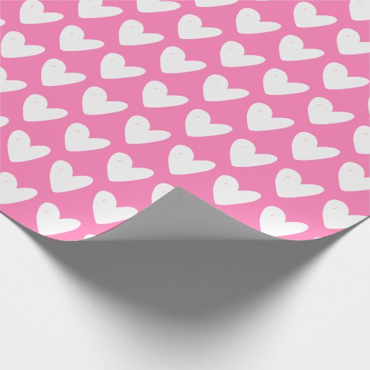 Cute Hearts Pattern Hot Roze Valentijnsdag Cadeaupapier (Hoek)