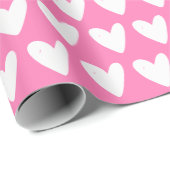 Cute Hearts Pattern Hot Roze Valentijnsdag Cadeaupapier (Rol Hoek)