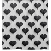 Cute Hearts Pattern in Chic Black en White Douchegordijn (Voorkant)