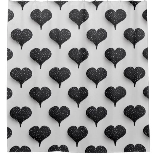 Cute Hearts Pattern in Chic Black en White Douchegordijn (Voorkant)