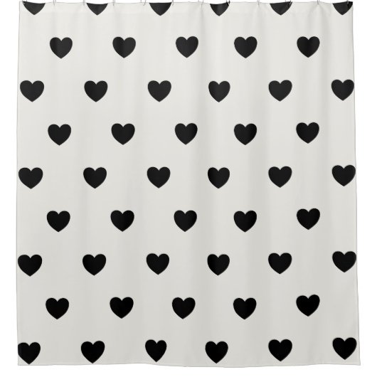 Cute Hearts Pattern in Chic Black en White Douchegordijn (Voorkant)