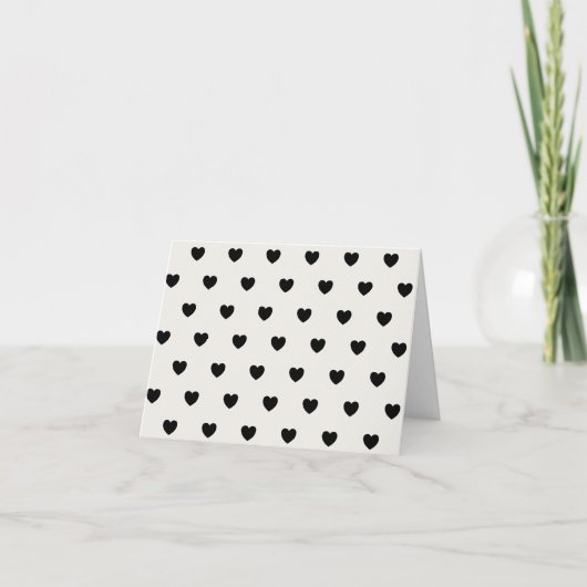 Cute Hearts Pattern in Chic Black en White Notitiekaartje (Voorkant)