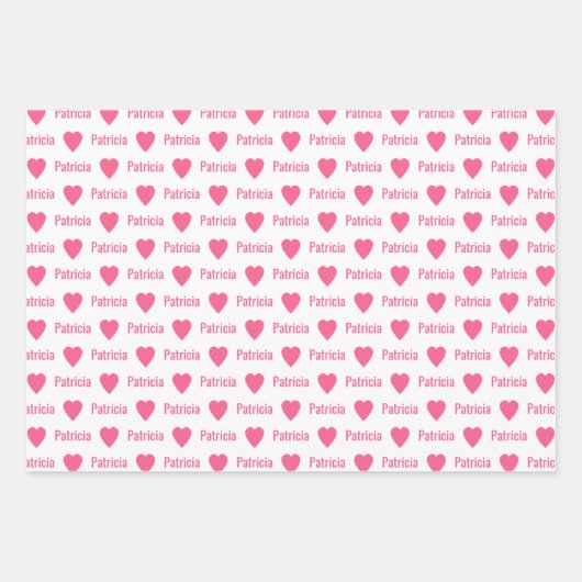 Cute Hearts Pattern Individually Personalized  Inpakpapier Vel (Voorkant 3)