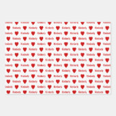 Cute Hearts Pattern Individually Personalized  Inpakpapier Vel (Voorkant)