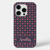 Cute Hearts Pattern Personalized Text  Case-Mate iPhone Case (Achterkant)