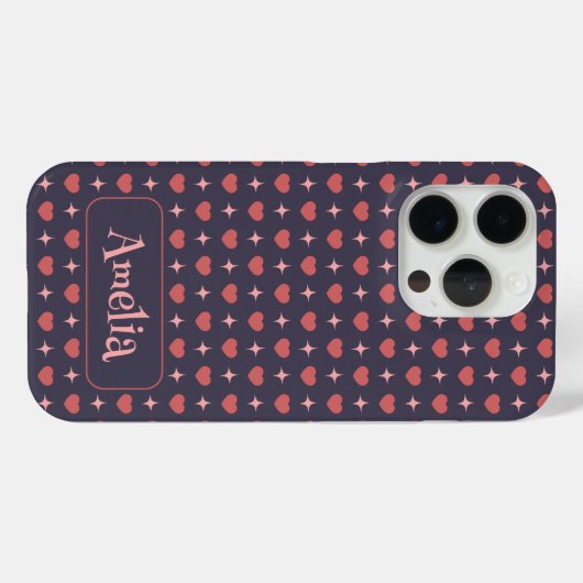 Cute Hearts Pattern Personalized Text  Case-Mate iPhone Case (Achterkant (horizontaal))